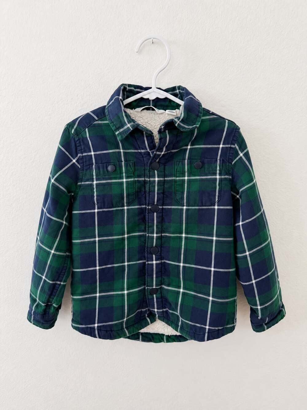 Janie and Jack Plaid Sherpa Lined Jacket Size 3 To 4 Green Blue